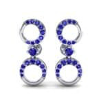 Disco Circle Drop Blue Sapphire Earrings (0.27 CTW) Side View