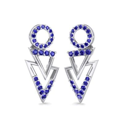 Disco Triangle Drop Blue Sapphire Earrings (0.41 CTW) Perspective View