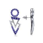 Disco Triangle Drop Blue Sapphire Earrings (0.41 CTW) Top Dynamic View