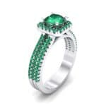 Two-Row Pave Halo Emerald Engagement Ring (1.02 CTW) Perspective View