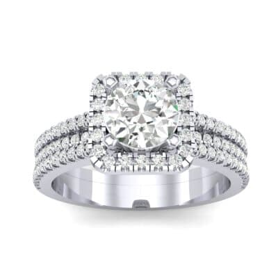 Two-Row Pave Halo Diamond Engagement Ring (1.02 CTW) Top Dynamic View