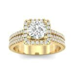 Two-Row Pave Halo Diamond Engagement Ring (1.02 CTW) Top Dynamic View