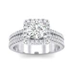 Two-Row Pave Halo Crystal Engagement Ring (1.02 CTW) Top Dynamic View