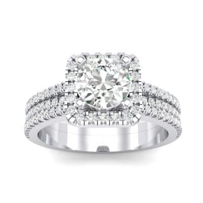 Two-Row Pave Halo Crystal Engagement Ring (1.02 CTW) Top Dynamic View