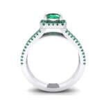 Two-Row Pave Halo Emerald Engagement Ring (1.02 CTW) Side View