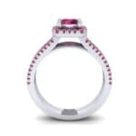 Two-Row Pave Halo Ruby Engagement Ring (1.02 CTW) Side View