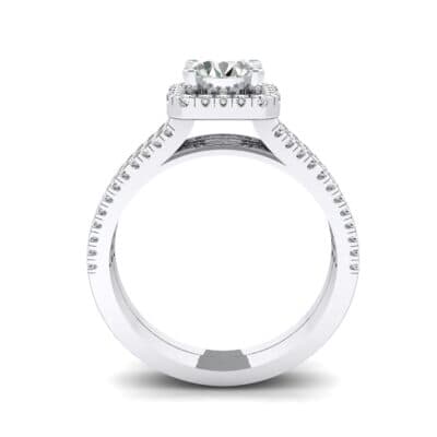 Two-Row Pave Halo Diamond Engagement Ring (1.02 CTW) Side View