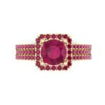 Two-Row Pave Halo Ruby Engagement Ring (1.02 CTW) Top Flat View
