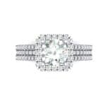 Two-Row Pave Halo Diamond Engagement Ring (1.02 CTW) Top Flat View