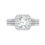 Two-Row Pave Halo Crystal Engagement Ring (1.02 CTW) Top Flat View