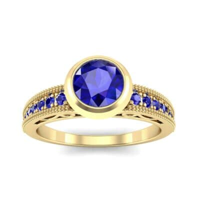 Blithe Bezel-Set Solitaire Blue Sapphire Engagement Ring (0.67 CTW) Top Dynamic View