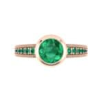 Blithe Bezel-Set Solitaire Emerald Engagement Ring (0.67 CTW) Top Flat View