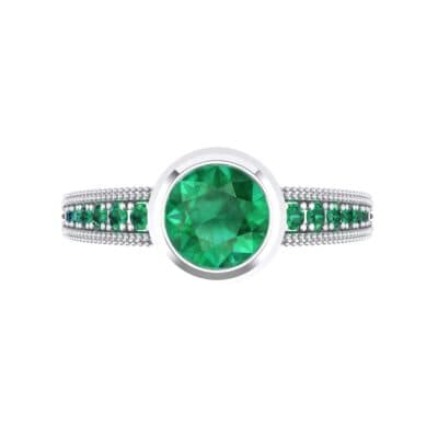 Blithe Bezel-Set Solitaire Emerald Engagement Ring (0.67 CTW) Top Flat View