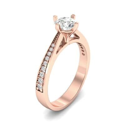 Pave Round-Cut Solitaire Diamond Engagement Ring (0.73 CTW) Perspective View