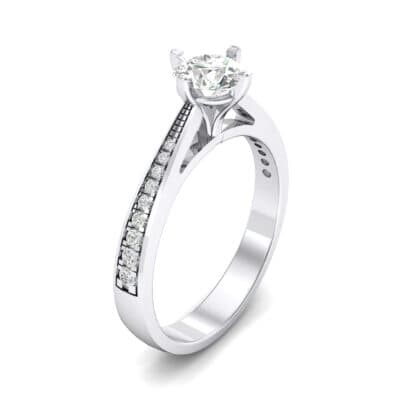 Pave Round-Cut Solitaire Crystal Engagement Ring (0.73 CTW) Perspective View
