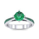 Pave Round-Cut Solitaire Emerald Engagement Ring (0.73 CTW) Top Dynamic View