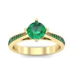Pave Round-Cut Solitaire Emerald Engagement Ring (0.73 CTW) Top Dynamic View