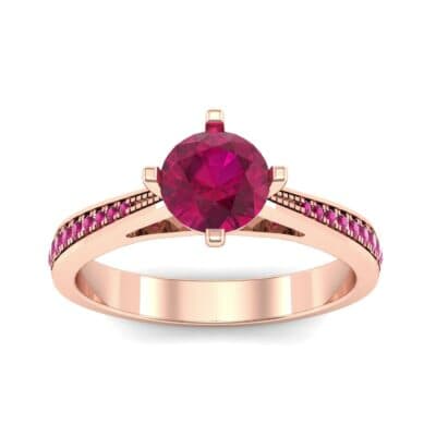 Pave Round-Cut Solitaire Ruby Engagement Ring (0.73 CTW) Top Dynamic View