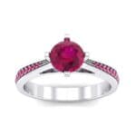 Pave Round-Cut Solitaire Ruby Engagement Ring (0.73 CTW) Top Dynamic View