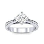 Pave Round-Cut Solitaire Diamond Engagement Ring (0.73 CTW) Top Dynamic View