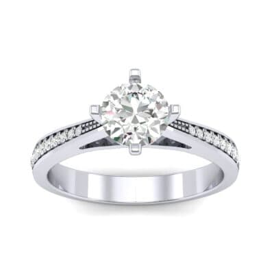 Pave Round-Cut Solitaire Diamond Engagement Ring (0.73 CTW) Top Dynamic View