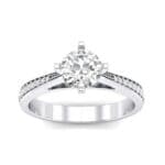 Pave Round-Cut Solitaire Crystal Engagement Ring (0.73 CTW) Top Dynamic View
