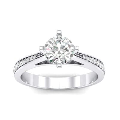 Pave Round-Cut Solitaire Crystal Engagement Ring (0.73 CTW) Top Dynamic View