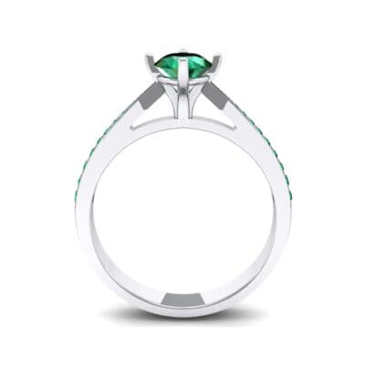 Pave Round-Cut Solitaire Emerald Engagement Ring (0.73 CTW) Side View