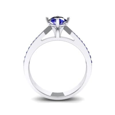 Pave Round-Cut Solitaire Blue Sapphire Engagement Ring (0.73 CTW) Side View