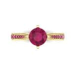Pave Round-Cut Solitaire Ruby Engagement Ring (0.73 CTW) Top Flat View