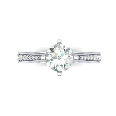 Pave Round-Cut Solitaire Diamond Engagement Ring (0.73 CTW) Top Flat View