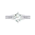 Pave Round-Cut Solitaire Diamond Engagement Ring (0.73 CTW) Top Flat View