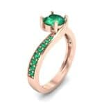 Tapered Pave Bypass Emerald Engagement Ring (0.74 CTW) Perspective View