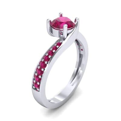Tapered Pave Bypass Ruby Engagement Ring (0.74 CTW) Perspective View
