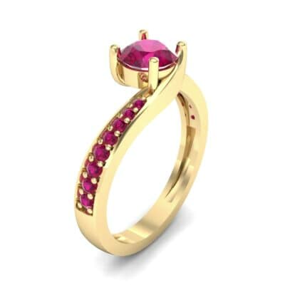 Tapered Pave Bypass Ruby Engagement Ring (0.74 CTW) Perspective View
