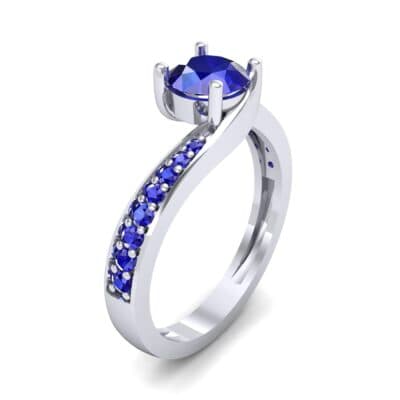 Tapered Pave Bypass Blue Sapphire Engagement Ring (0.74 CTW) Perspective View