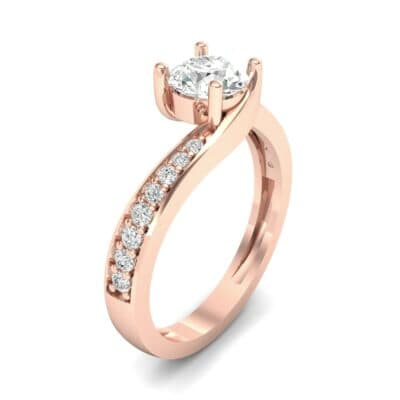 Tapered Pave Bypass Diamond Engagement Ring (0.74 CTW) Perspective View