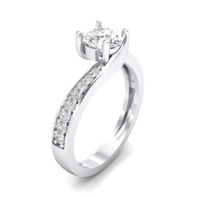 Tapered Pave Bypass Crystal Engagement Ring (0.74 CTW) Perspective View