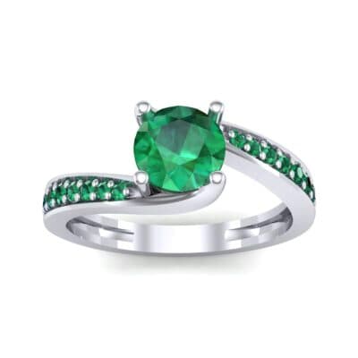Tapered Pave Bypass Emerald Engagement Ring (0.74 CTW) Top Dynamic View