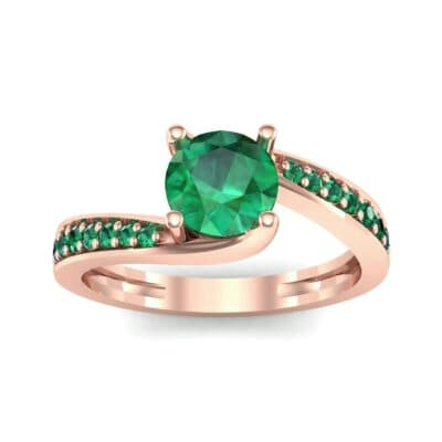 Tapered Pave Bypass Emerald Engagement Ring (0.74 CTW) Top Dynamic View
