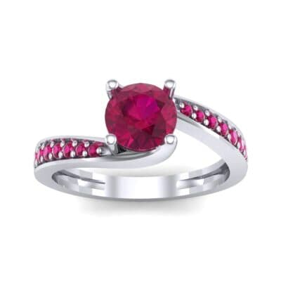 Tapered Pave Bypass Ruby Engagement Ring (0.74 CTW) Top Dynamic View