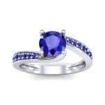 Tapered Pave Bypass Blue Sapphire Engagement Ring (0.74 CTW) Top Dynamic View