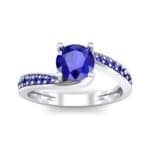 Tapered Pave Bypass Blue Sapphire Engagement Ring (0.74 CTW) Top Dynamic View