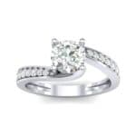 Tapered Pave Bypass Diamond Engagement Ring (0.74 CTW) Top Dynamic View