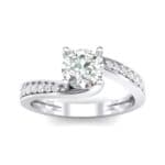 Tapered Pave Bypass Crystal Engagement Ring (0.74 CTW) Top Dynamic View