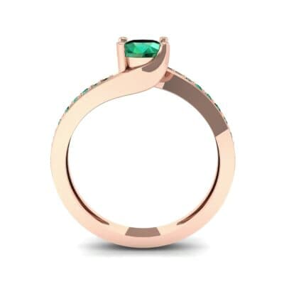 Tapered Pave Bypass Emerald Engagement Ring (0.74 CTW) Side View