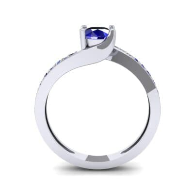 Tapered Pave Bypass Blue Sapphire Engagement Ring (0.74 CTW) Side View