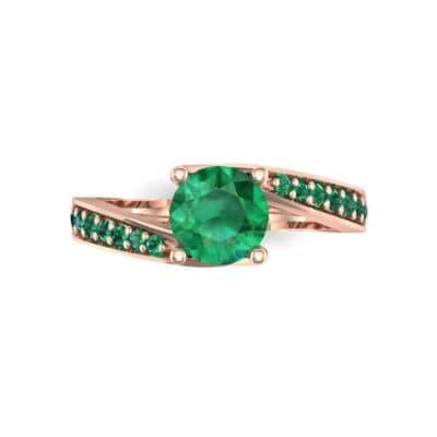 Tapered Pave Bypass Emerald Engagement Ring (0.74 CTW) Top Flat View