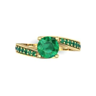 Tapered Pave Bypass Emerald Engagement Ring (0.74 CTW) Top Flat View