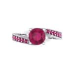 Tapered Pave Bypass Ruby Engagement Ring (0.74 CTW) Top Flat View